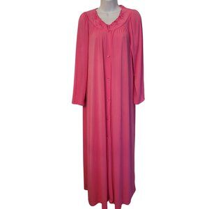 Shadowline Hot Pink Nightgown Robe Set M Nylon 2 Pc Lounge